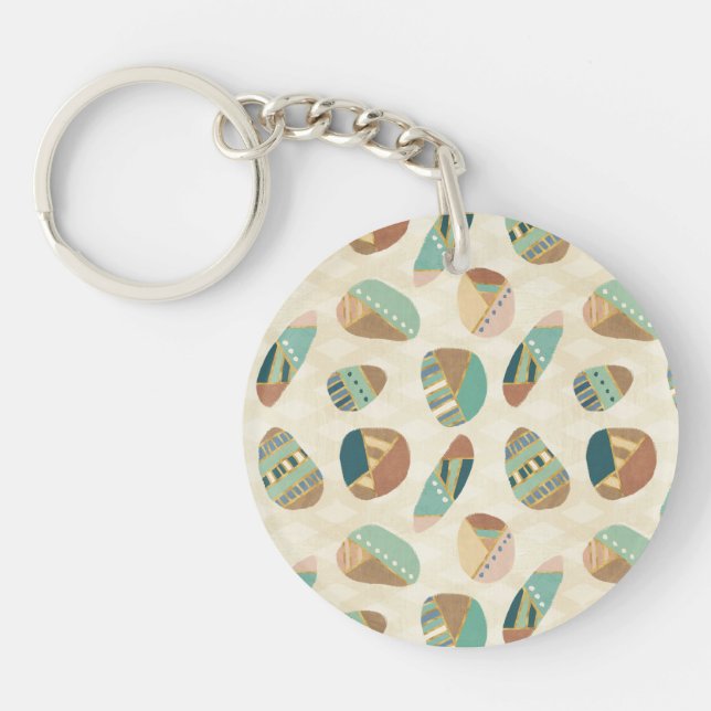 Outdoor Geo Step  | Teal Pattern Key Ring (Front)