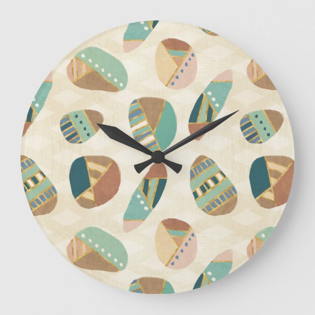 Outdoor Geo Step  | Teal Pattern Large Clock (Front)