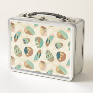Outdoor Geo Step Teal Pattern Metal Lunch Box