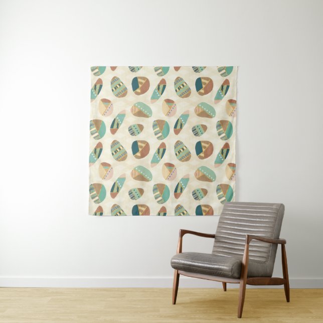Outdoor Geo Step  | Teal Pattern Tapestry (In Situ (Horizontal))