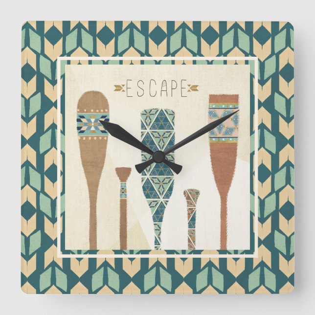 Outdoor Geo VI | Escape Square Wall Clock (Front)