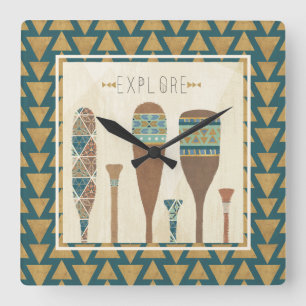 Outdoor Geo VII Explore Square Wall Clock