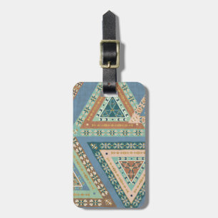 Outdoor Geo X   Blue Tribal Indian Pattern Luggage Tag
