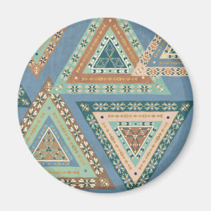 Outdoor Geo X Blue Tribal Indian Pattern Magnet