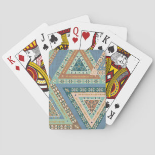 Outdoor Geo X Blue Tribal Indian Pattern Playing Cards