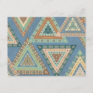 Outdoor Geo X   Blue Tribal Indian Pattern Postcard