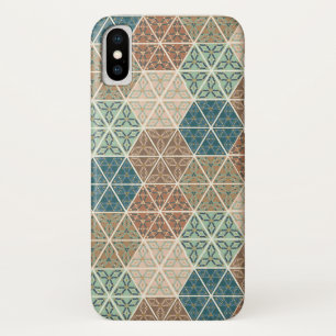 Outdoor Geo XI   Blue & Green Tribal Pattern iPhone X Case