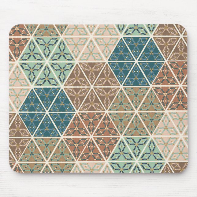 Outdoor Geo XI | Blue & Green Tribal Pattern Mouse Pad (Front)