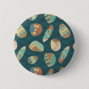 Outdoor Geo XII Blue & Green Geometric Pattern 6 Cm Round Badge