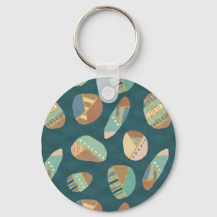 Outdoor Geo XII   Blue & Green Geometric Pattern Key Ring