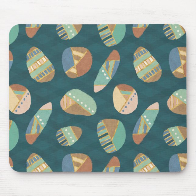Outdoor Geo XII | Blue & Green Geometric Pattern Mouse Pad (Front)