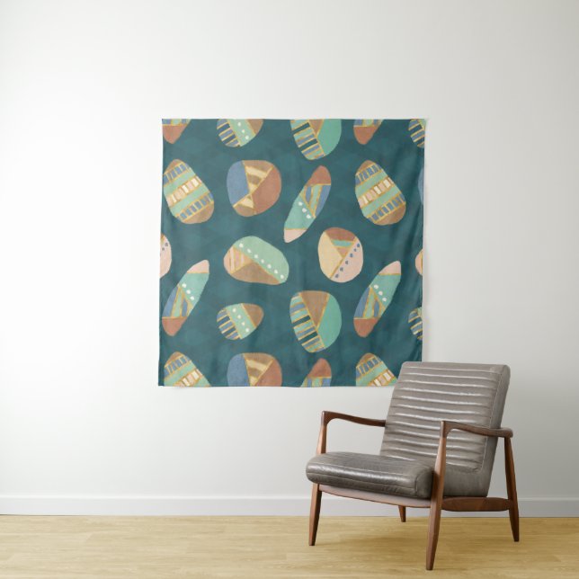 Outdoor Geo XII | Blue & Green Geometric Pattern Tapestry (In Situ (Horizontal))
