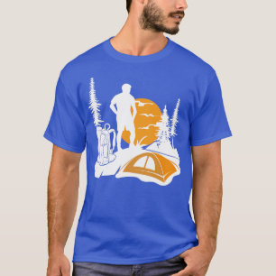 Outdoor Hiker Sunset Trees Nature Forest Hiking T-Shirt