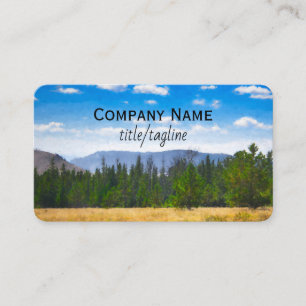 outdoor landscape art nature mountains and pines business card