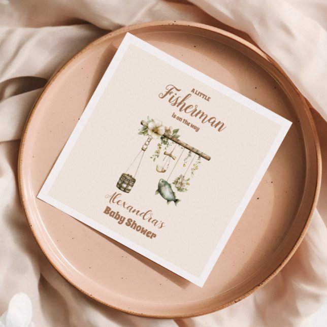 Outdoor Little Fisherman Fishing  Baby Shower Napkin (Creator Uploaded)