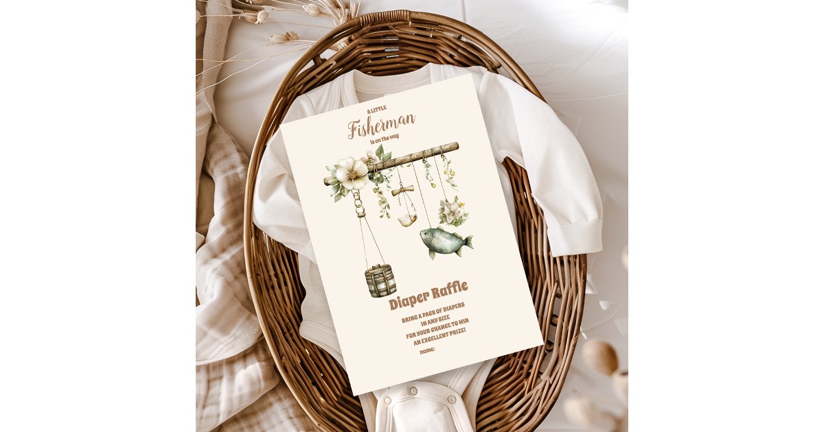 Fishling Ruffle Outdoor Little Fisherman Fishing Diapper Raffle Enclosure Card | Zazzle