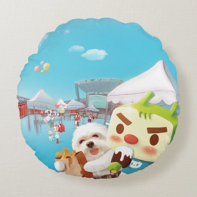 Outdoor Market Fun Round Cushion (Front)