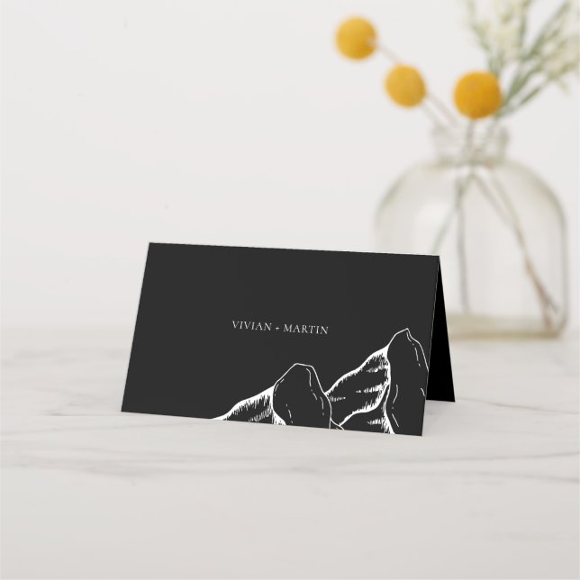 Outdoor Mountain Pine Tree Wedding Blank Place Card (Back)