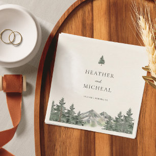 Outdoor Mountain Pine Tree Wedding Napkin