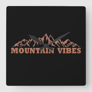 Outdoor mountain vibes adventure square wall clock