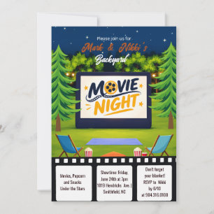 Outdoor Movie Night Birthday Party Invitation