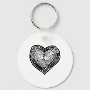 Outdoor Nature Lover Tree Ring Heart Earth Day Key Ring