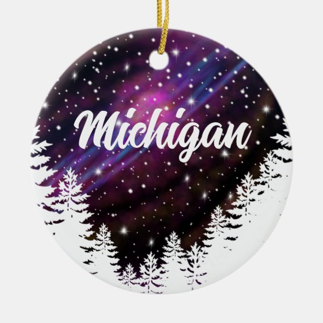 Outdoor nature night sky- customisable text  ceramic ornament (Front)