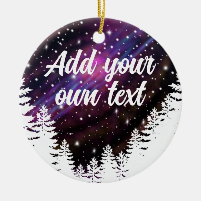 Outdoor nature night sky- customisable text  ceramic ornament (Front)