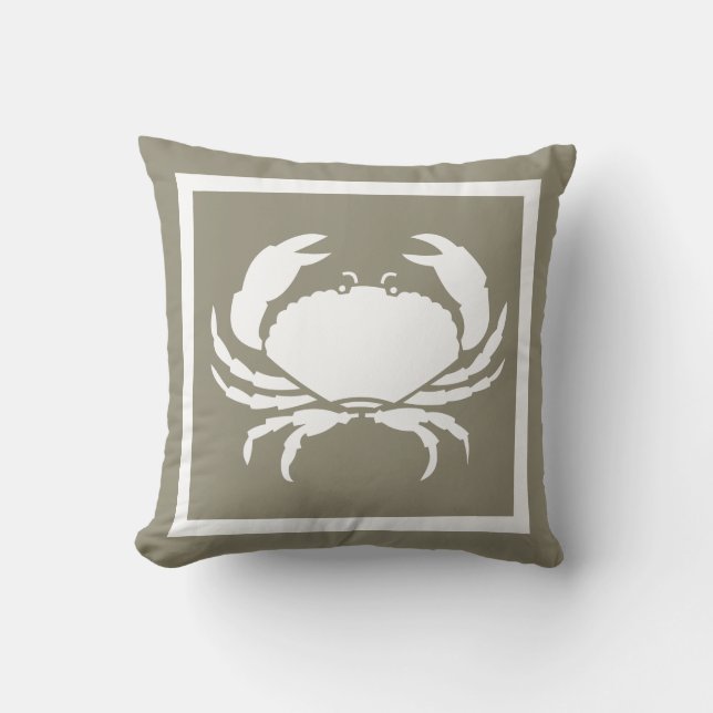 Outdoor Nautical CRAB white navy grey Outdoor Cushion (Front)