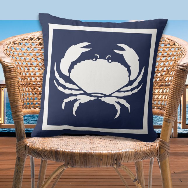 Outdoor Nautical CRAB white navy reversable Cushion (Creator Uploaded)