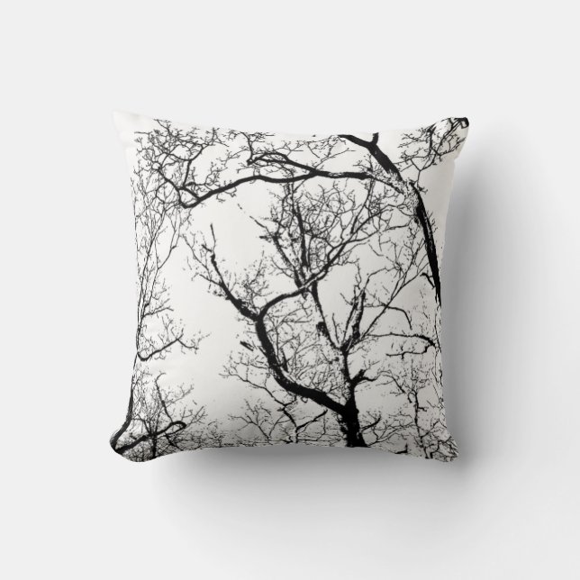 outdoor or indoor black white abstract tree cushion (Front)