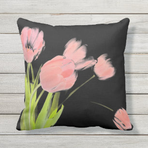 Outdoor patio cushion pink tulip flower