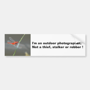 Outdoor photographer Dragonfly Bumper Sticker