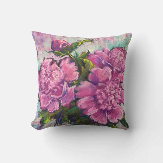 Outdoor Pillow with Peony Design (Front)