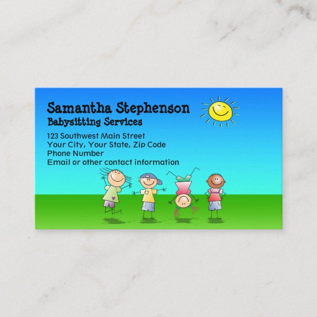 Outdoor Play Babysitting Business Card (Front)