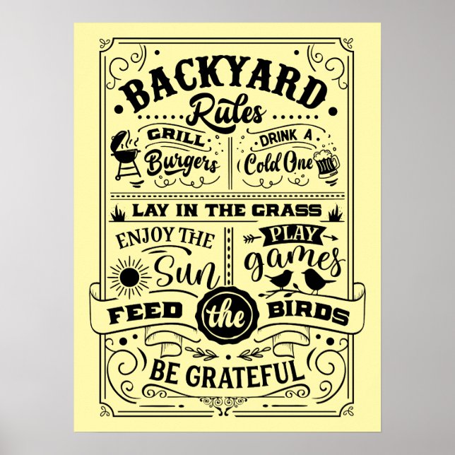 OUTDOOR POSTERS - Backyard Rules (Front)