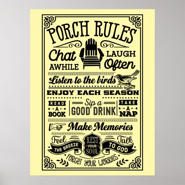 OUTDOOR POSTERS - Porch Rules (Front)