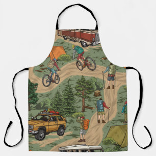 Outdoor recreation vintage seamless pattern with h apron