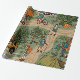 Outdoor recreation vintage seamless pattern with h wrapping paper