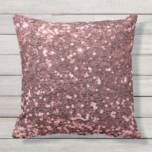 Outdoor Safe Rose Gold Glitter Cushion