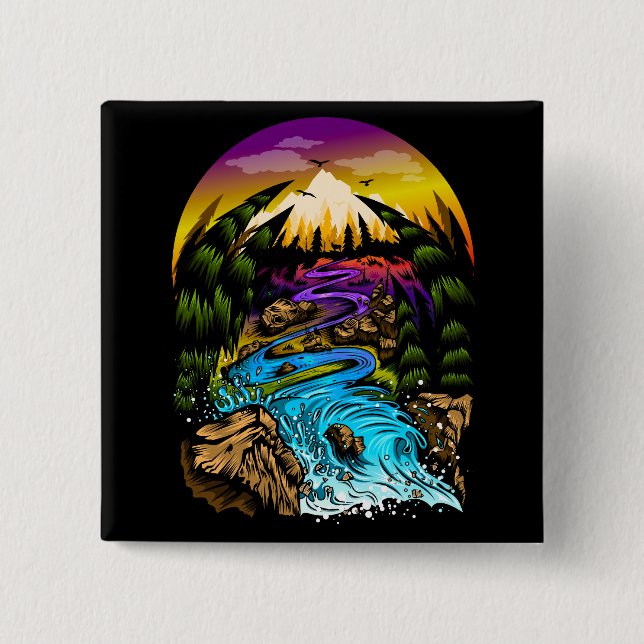 Outdoor Scene 15 Cm Square Badge (Front)