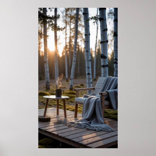 outdoor setting with a minimalist wooden deck  poster (Front)