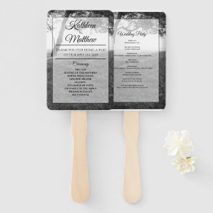 Outdoor Shade Black & White Wedding Program Hand Fan