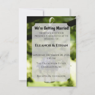 Outdoor Summer Floral Light Blue & Green Photo Invitation
