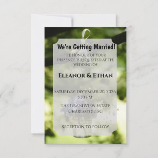 Outdoor Summer Floral Light Blue & Green Photo Invitation