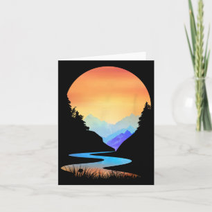 Outdoor Sunset Vintage Style Mountains Sun Nature Card