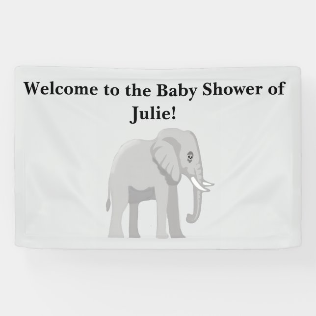 Outdoor Sweet Elephant Baby Shower Welcome Banner (Horizontal)