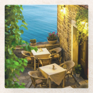 Outdoor Tables at Resturant Glass Coaster