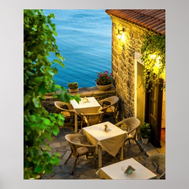 Outdoor Tables at Resturant Poster (Front)