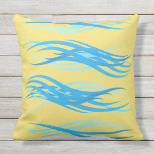Outdoor Throw Pillow-Blue Waves Outdoor Cushion